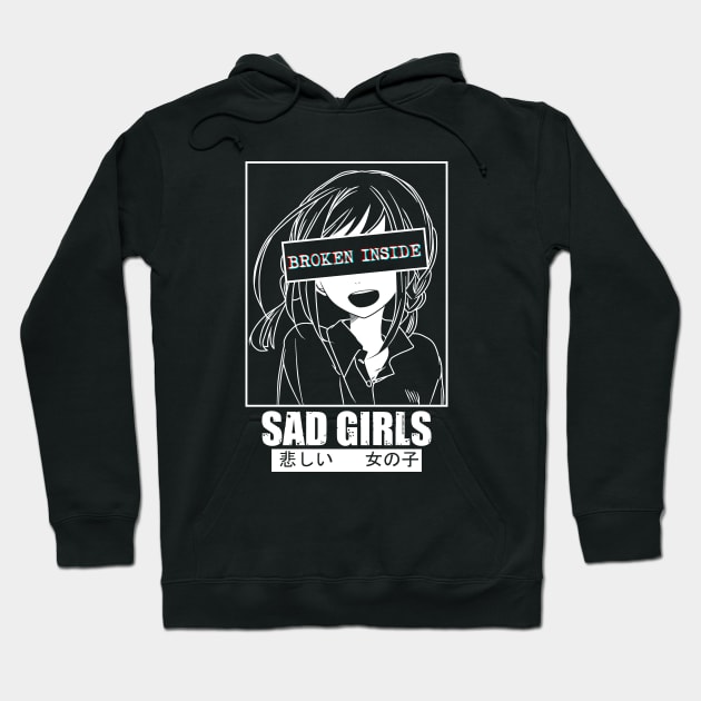 Sad Anime Girl Broken Inside Crying Emo Otaku Hoodie by AnimeWeebZ